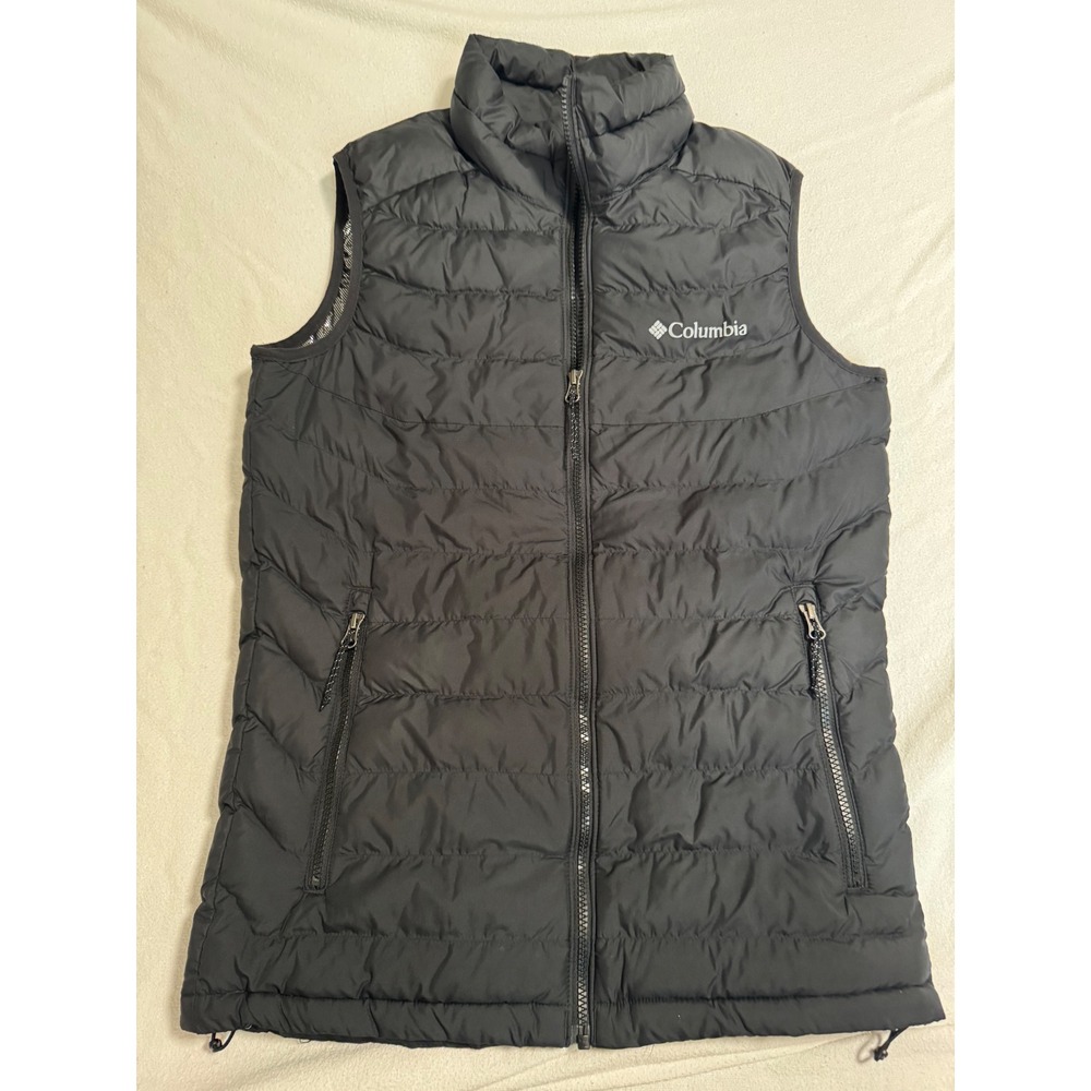 Columbia Womens Omni-Heat Puffer Vest Black Full Zip Quilted Sleeveless Jacket